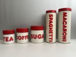 vintage blikken, vintage bewaarblikken, set voorraadblikken, vintage set
