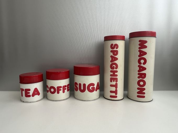 Set van vijf voorraadblikken