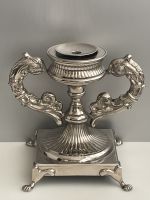 bronzen kandelaar, verzilverde kandelaar, grote kandelaar, stompkaars kandelaar
