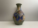 vaas plateel, platelen vaas, Arnhemse Fayencefabriek, plateel art nouveau